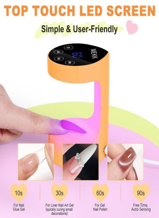MEKK Mini UV Light for Nails,Peach-Shaped Mini LED Nail Lamp with Auto-Sensor,8 Beads,4 Timer,Professional Single Finger UV Light for Gel Nails Small Gel Nail Lights for Salon & Home DIY Use-Orange - Image 2